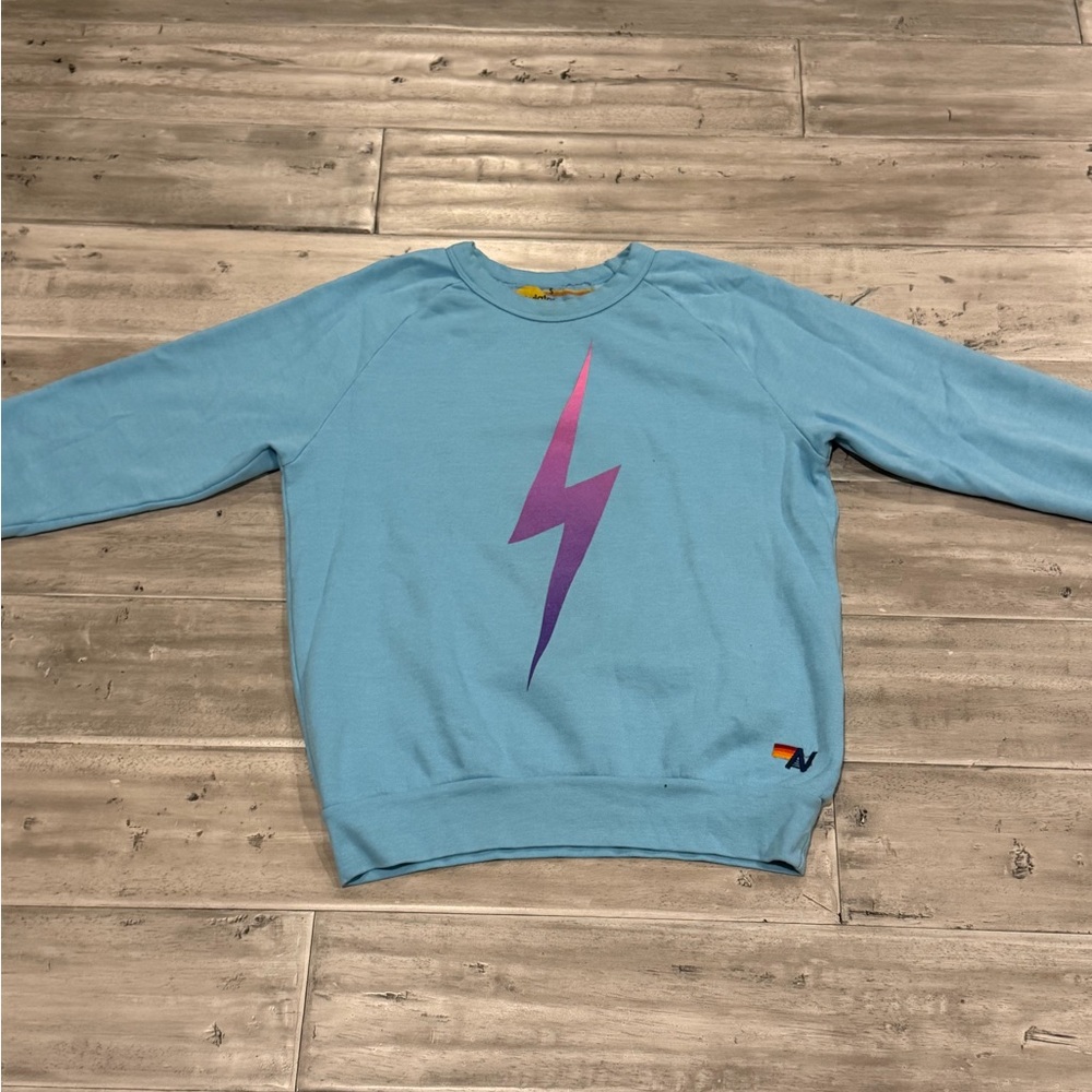 Aviator Nation Blue Sweatshirt and Joggers Set with ombre Lightning Bolt - Picture 2 of 3